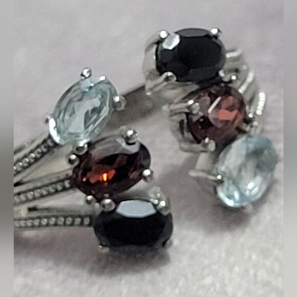 Garnet, Topaz, Spinel Open Band Ring - Picture 7 of 15